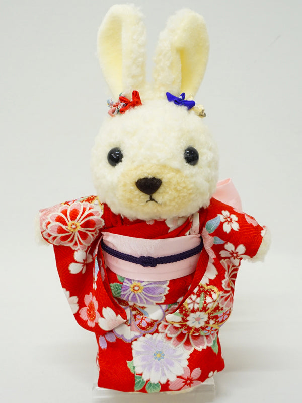 着物を着たウサギの人形 着物を着たウサギのぬいぐるみ。 10.6インチ (27cm) 日本製 その他