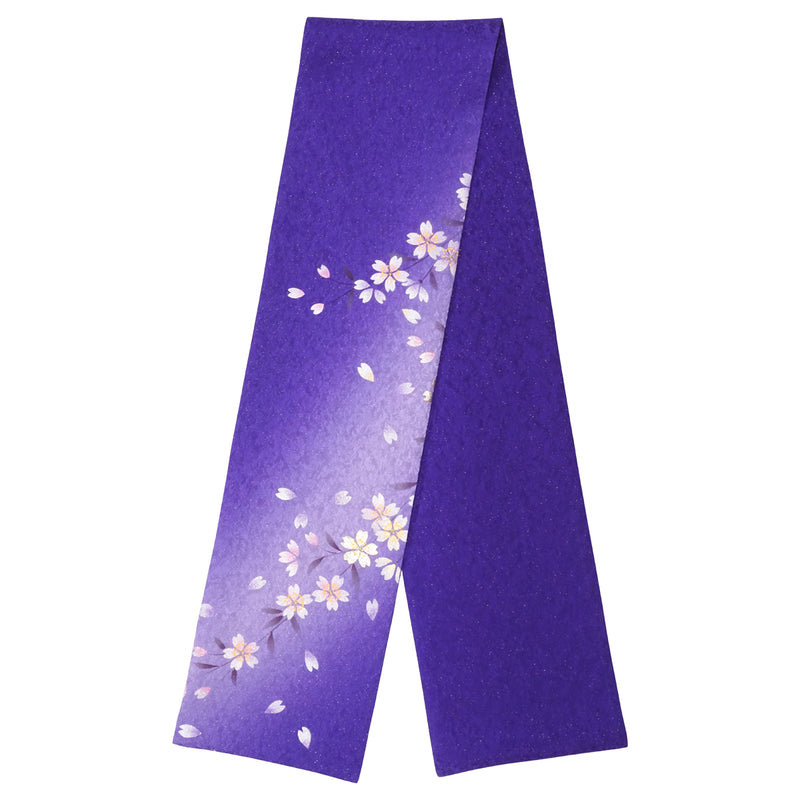 KIMONO scarf. Japanese pattern shawl for women, Ladies made in Japan. "Cherry Blossoms / Purple"