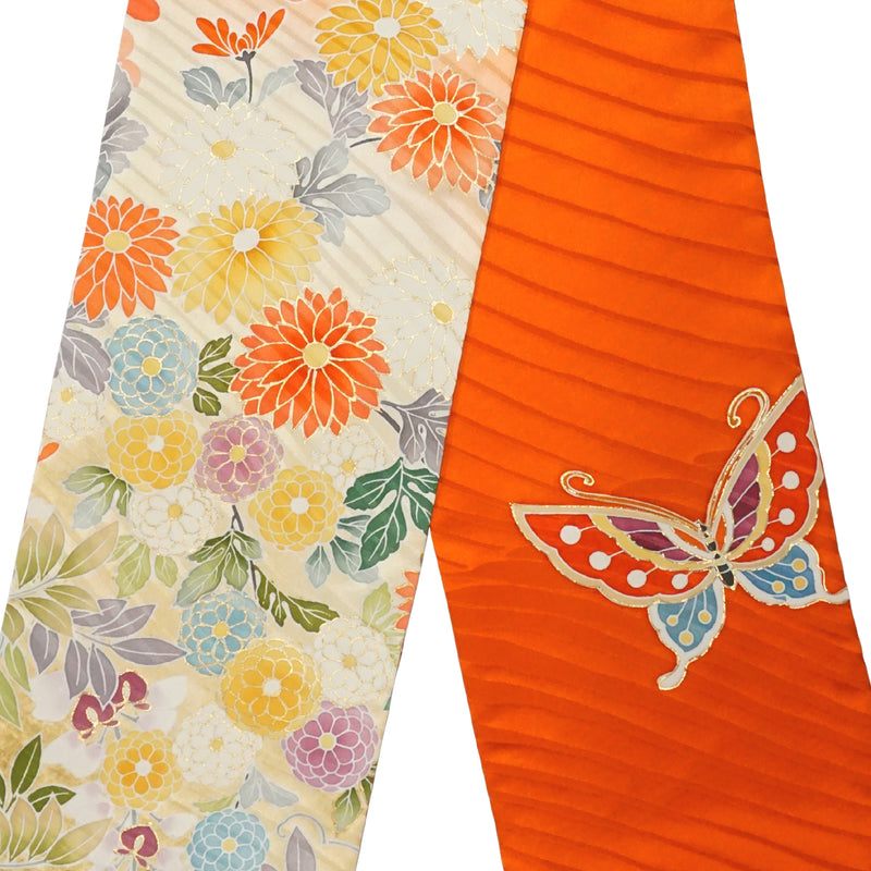 KIMONO scarf. Japanese pattern shawl for women, Ladies made in Japan. "Orange"