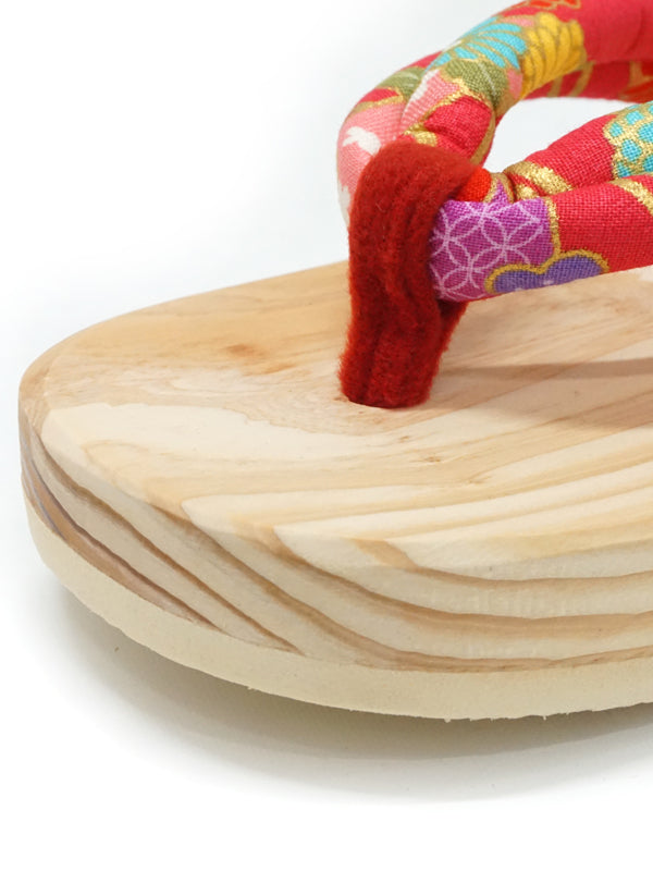 Wooden Sandals for Children Girls Kids Shoes "HITA GETA" made in Japan. "Red-B"