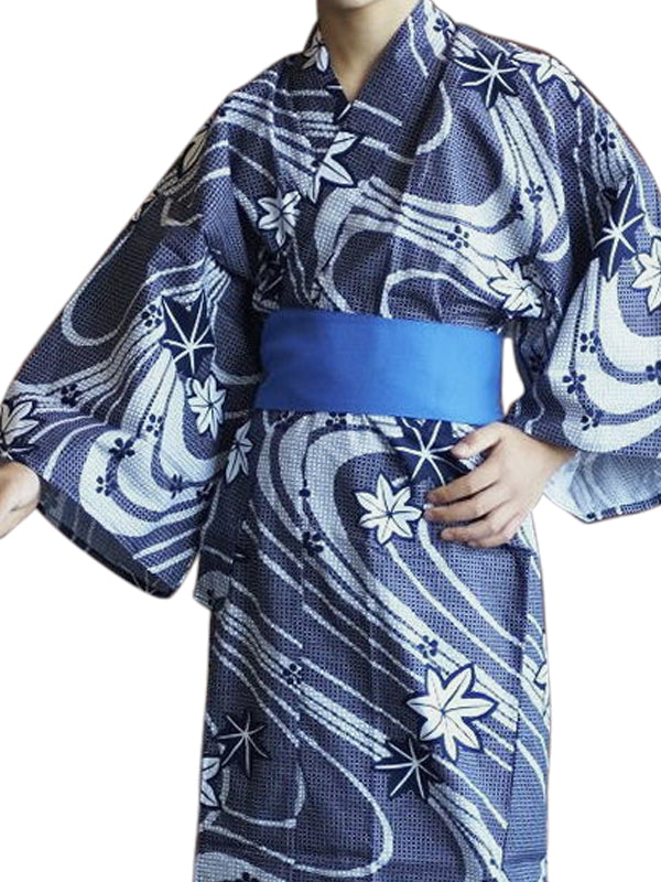 带腰带的浴衣。适合儿童 儿童 男孩。日本制造 Midori 浴衣“海军蓝流水 / 绀流水”