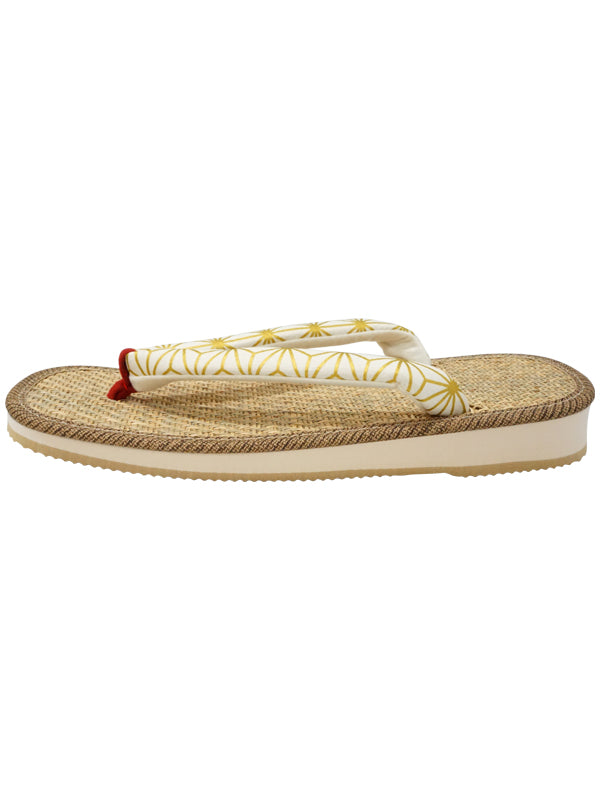 Japanese sandals "ZORI" Rubber sandals for Ladies. made in Japan. "White / Hemp Leaf"