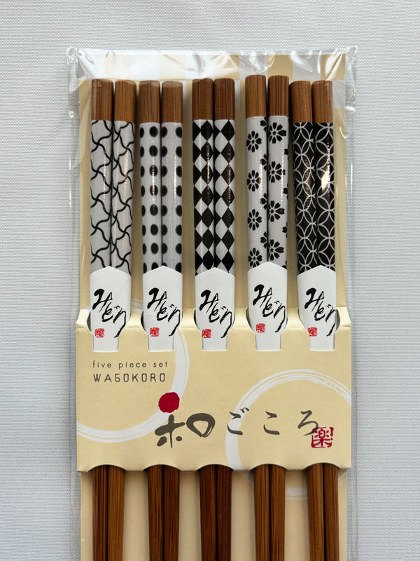 Chopsticks 5set made in Japan. 8.9"(22.5cm) "Japanese modern / Natural"