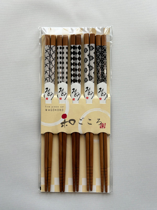 Chopsticks 5set made in Japan. 8.9"(22.5cm) "Japanese modern / Natural"