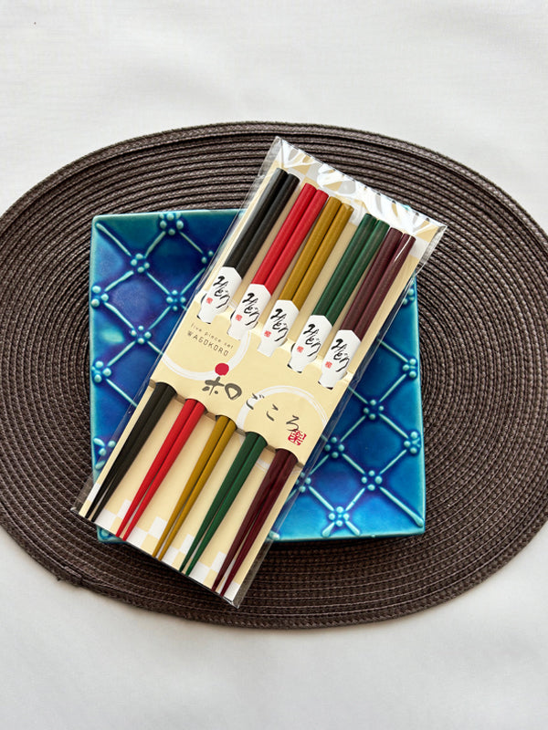 Chopsticks 5set made in Japan. 8.9"(22.5cm) "Japanese modern / Various colors"