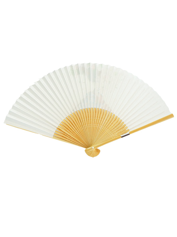 Folding Fan. made in Kyoto, Japan. Japanese Hand Fan.  "Kimono Women / White"