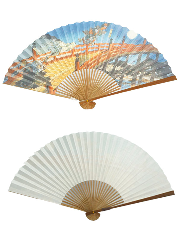 Folding Fan. made in Kyoto, Japan. Japanese Hand Fan. "Japaneses Traditional Art 『Ushiwaka Benkei』"