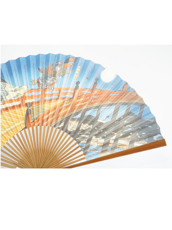 Folding Fan. made in Kyoto, Japan. Japanese Hand Fan. "Japaneses Traditional Art 『Ushiwaka Benkei』"