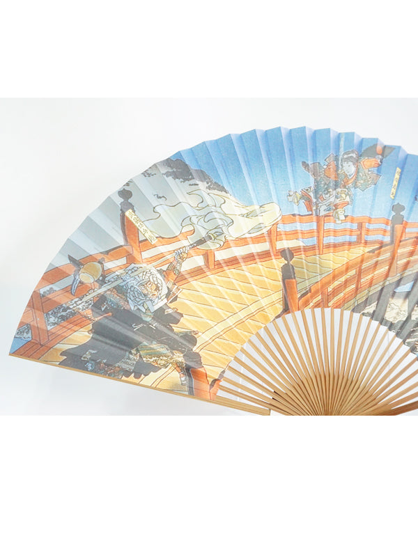 Folding Fan. made in Kyoto, Japan. Japanese Hand Fan. "Japaneses Traditional Art 『Ushiwaka Benkei』"