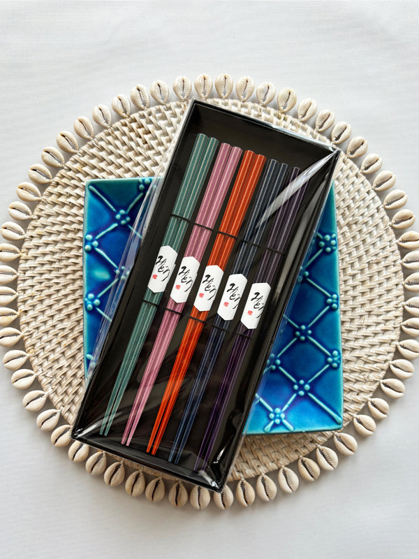 Essstäbchen 5er-Set, hergestellt in Japan. 9,1&quot;(23cm) &quot;Verschiedene Farben&quot;