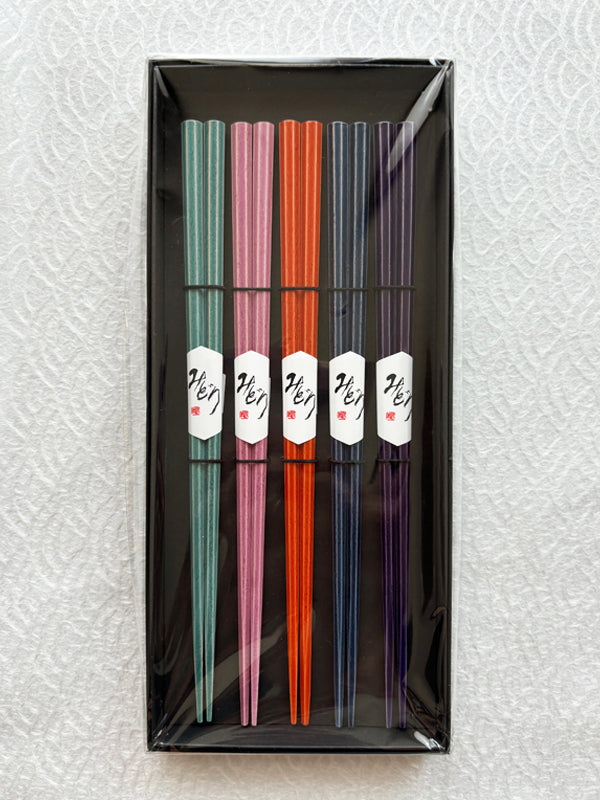 Essstäbchen 5er-Set, hergestellt in Japan. 9,1&quot;(23cm) &quot;Verschiedene Farben&quot;