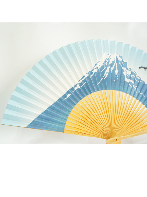 Abanico plegable. fabricado en Kioto, Japón. Abanico japonés. &quot;Monte Fuji / Azul&quot;