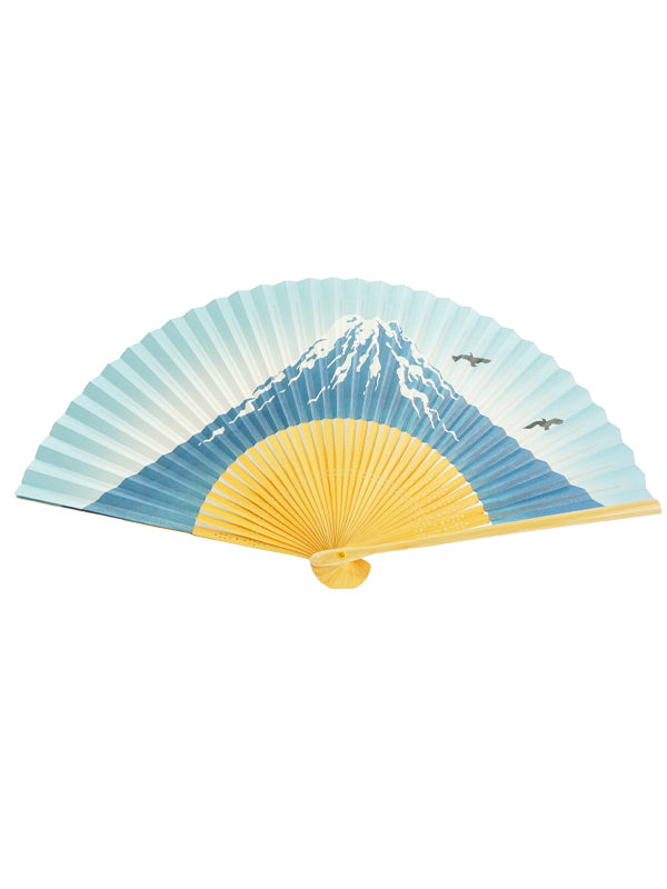 Abanico plegable. fabricado en Kioto, Japón. Abanico japonés. &quot;Monte Fuji / Azul&quot;