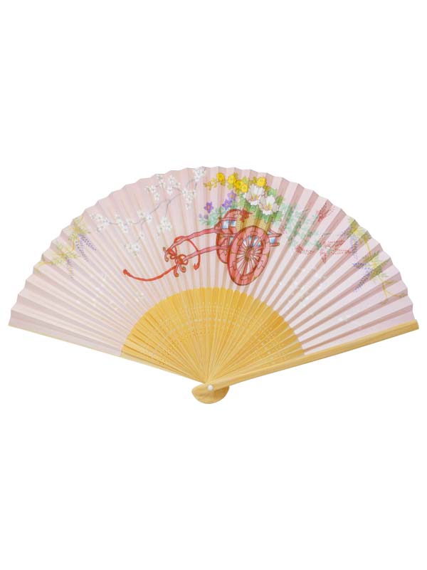 Folding Fan. made in Kyoto, Japan. Japanese Hand Fan. "Flower carriage"