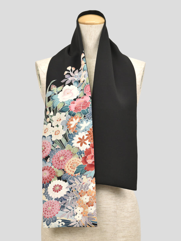 Шарф KIMONO. Платок с японским узором для женщин, женский, сделано в Японии. "Японские цветы"