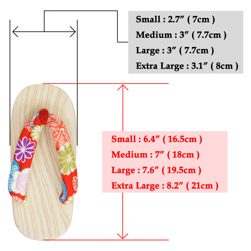 Sandali di legno per bambini, ragazze, bambini, scarpe "HITA GETA" made in Japan. "Red-B"