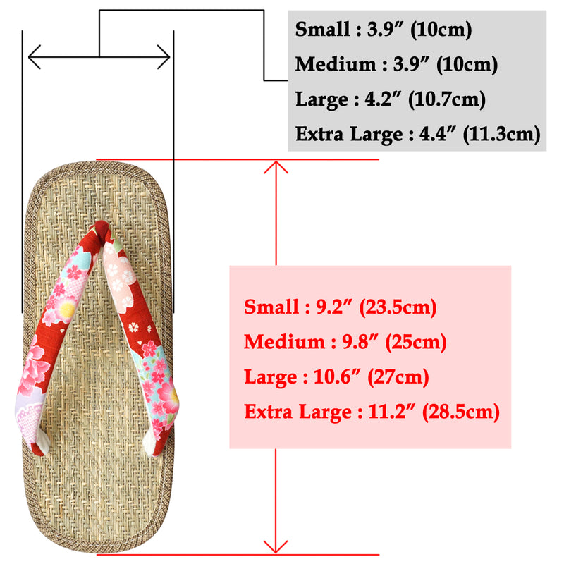 Sandalias japonesas "ZORI" Sandalias de caucho para señoras. Fabricadas en Japón. / Rojo