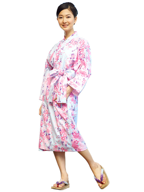 Bathrobe made of YUKATA fabric. women's robe. made in Japan. Midori Yu ...