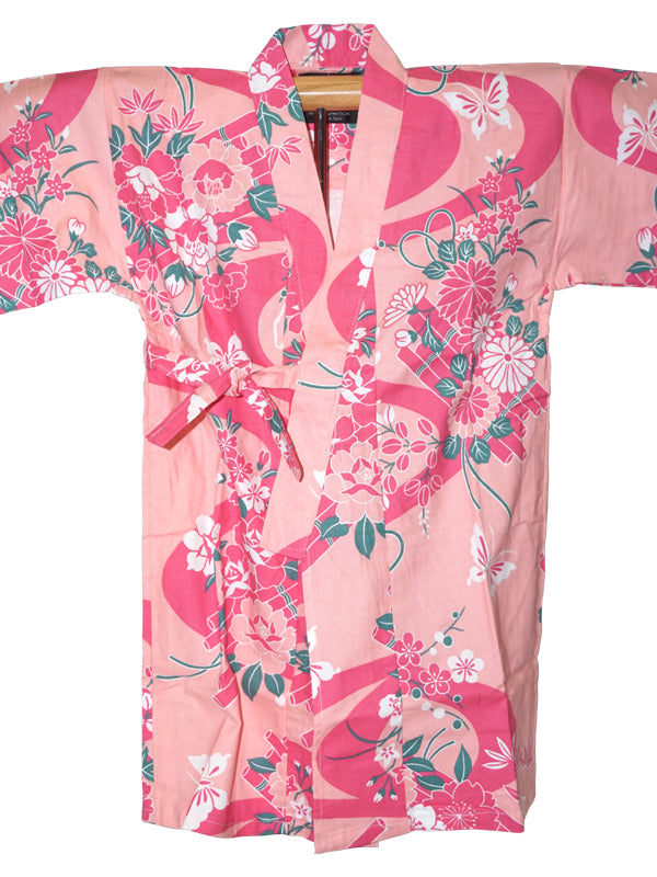 ベビー用の浴衣です。ベビー服。日本製。みどりの浴衣。 「ピンク花筏 / ピンク花筏」