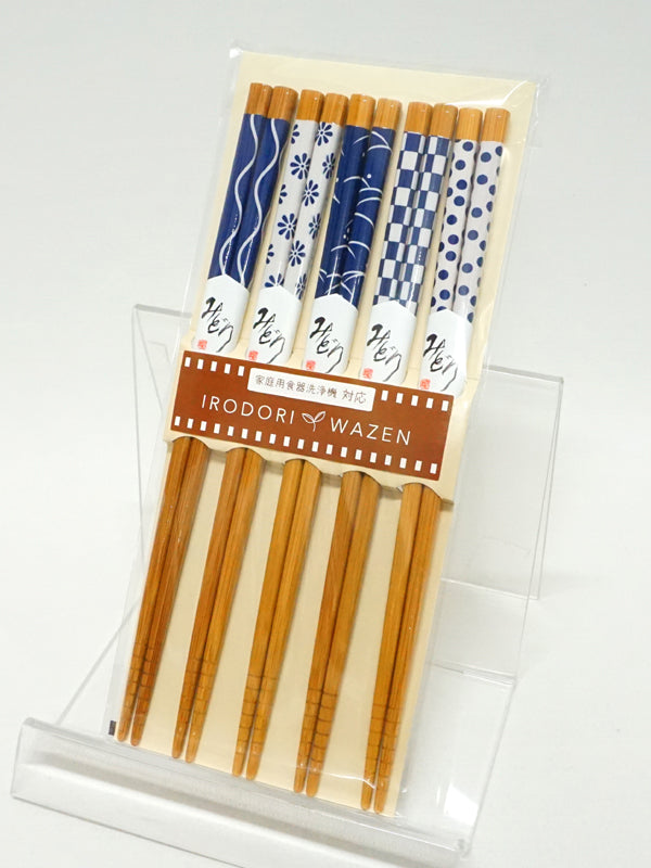 Jeu de 5 baguettes fabriqué au Japon. 22,5 cm (8.9") "Japonais moderne / Naturel".