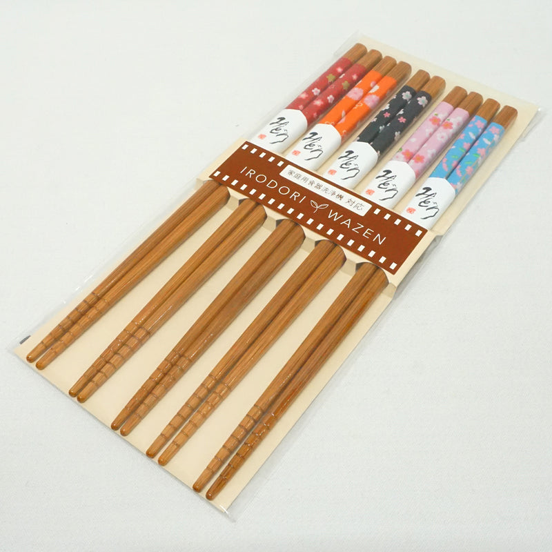 Палочки для еды 5 шт. сделаны в Японии. 8,9" (22,5 см) "Цветущая сакура / натуральный"