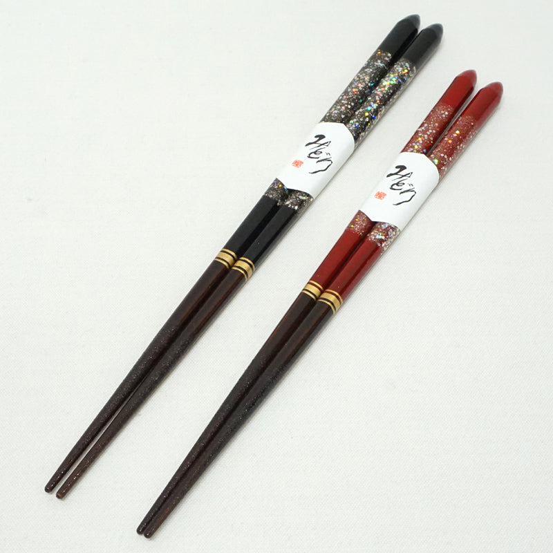 Palillos 2set hecho en Japón. 9.1"(23cm) &amp; 8.3"(21cm) "Princess / Black &amp; Red"