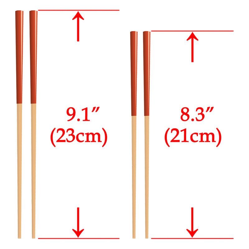 Chopsticks 2set made in Japan. 9.1"(23cm) & 8.3"(21cm) "Cherry Blossoms / Blue & Red"