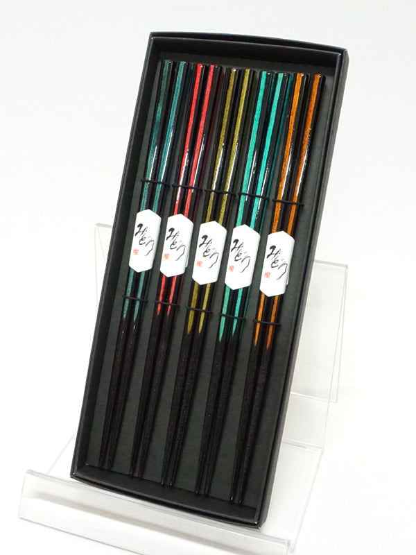 Chopsticks 5set made in Japan. 9.1"(23cm) "Black"