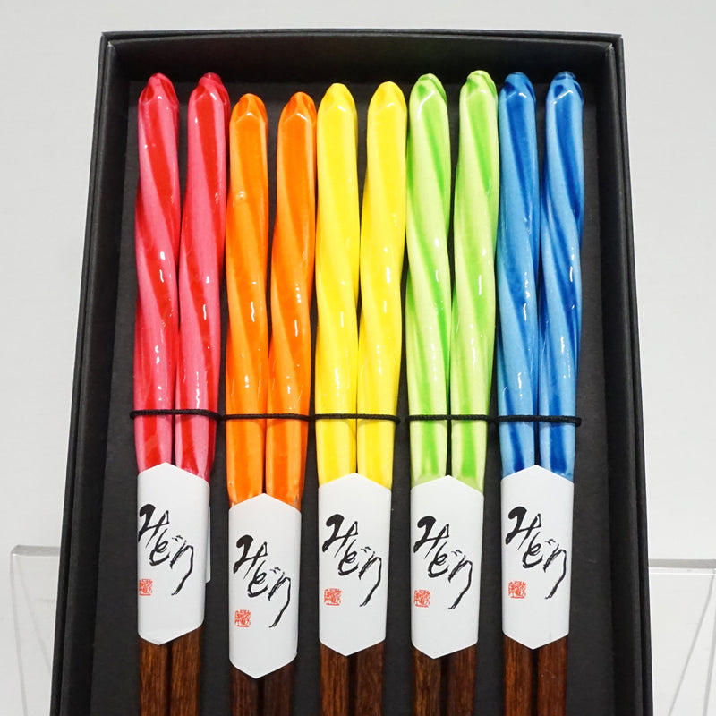 Chopsticks 5set made in Japan. 9.1"(23cm) "Candy / Natural"