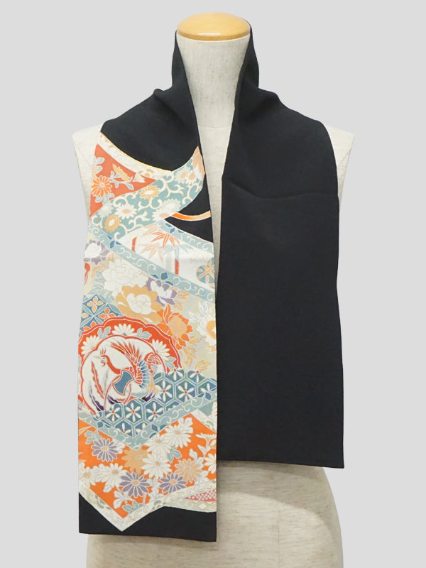 Шарф KIMONO. Платок с японским узором для женщин, женский, сделано в Японии. "Феникс / 鳳凰"