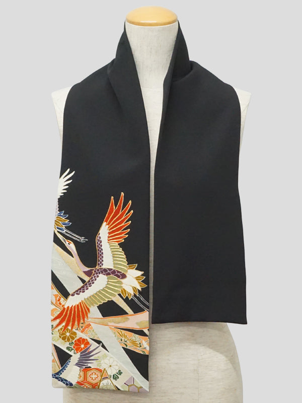 KIMONO-Schal. Schal mit japanischem Muster für Damen, Damen hergestellt in Japan. "Kranich / 鶴"