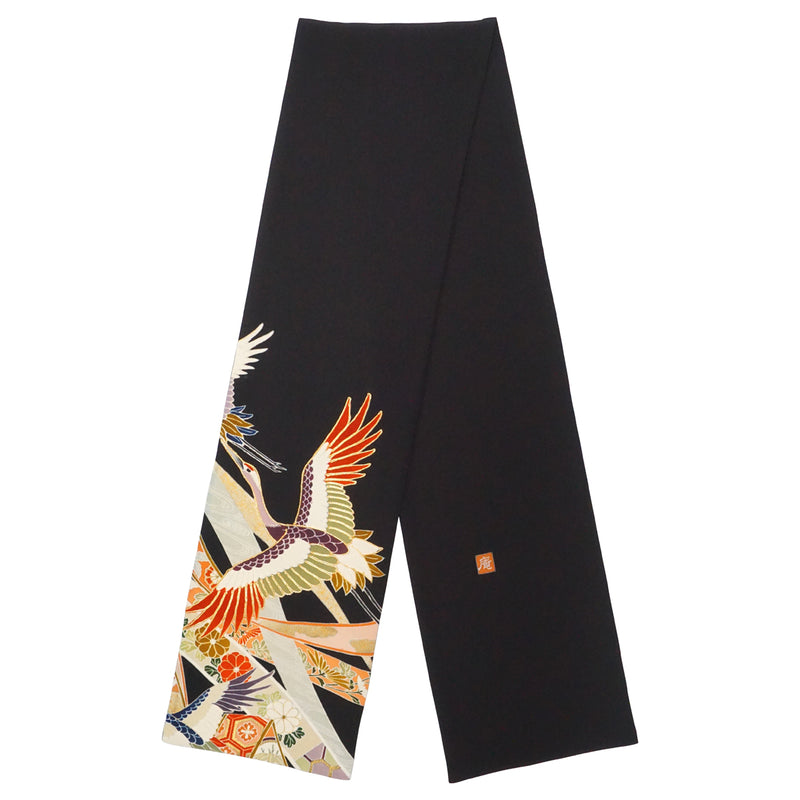 KIMONO-Schal. Schal mit japanischem Muster für Damen, Damen hergestellt in Japan. "Kranich / 鶴"