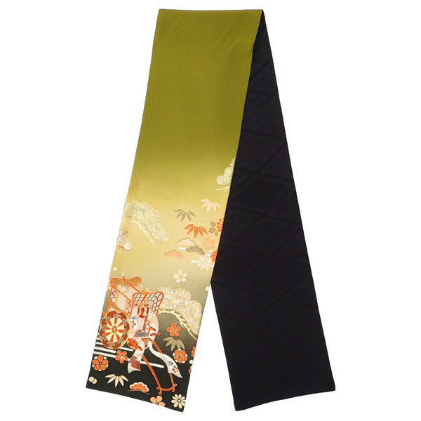 Шарф KIMONO. Платок с японским узором для женщин, женский, сделано в Японии. "Зеленый мох"