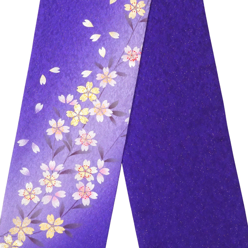 KIMONOのスカーフ。和柄ショール 女性用 レディース 日本製"桜/紫"