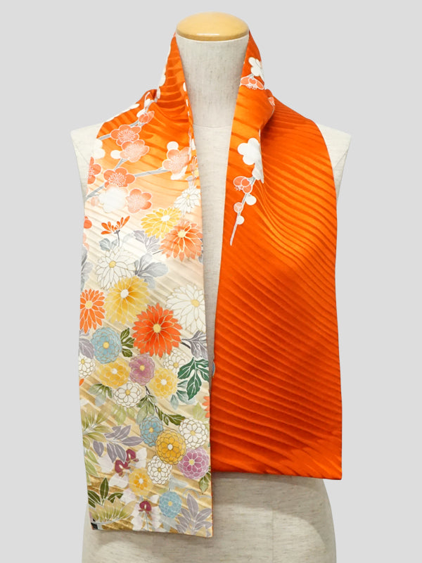 KIMONO围巾。日本图案的女性披肩，女士们在日本制造。"橙色"