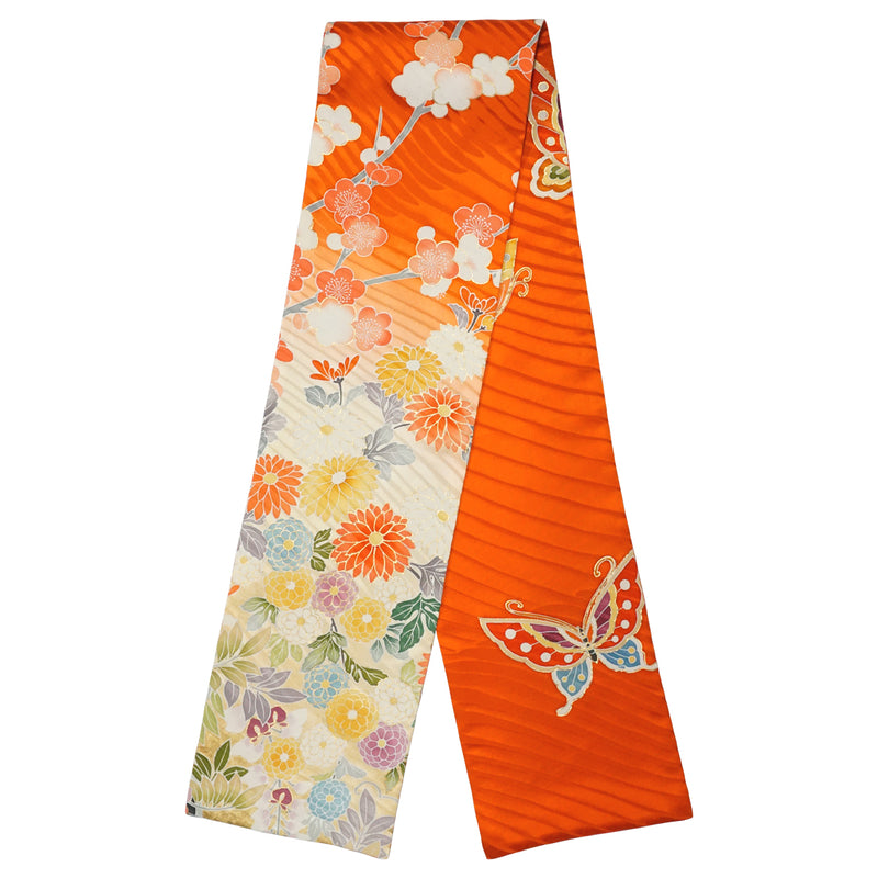 Шарф KIMONO. Платок с японским узором для женщин, женский, сделано в Японии. "Апельсин"