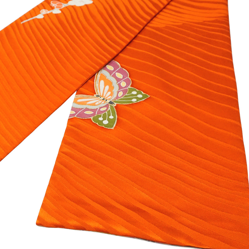 KIMONOのスカーフ。和柄ショール 女性用 レディース 日本製"オレンジ"