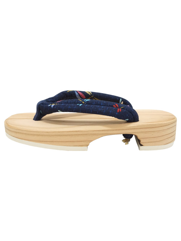 Sandalias de madera para niños Zapatos para niños "HITA GETA" hecho en Japón. "Azul Marino / Libélula"