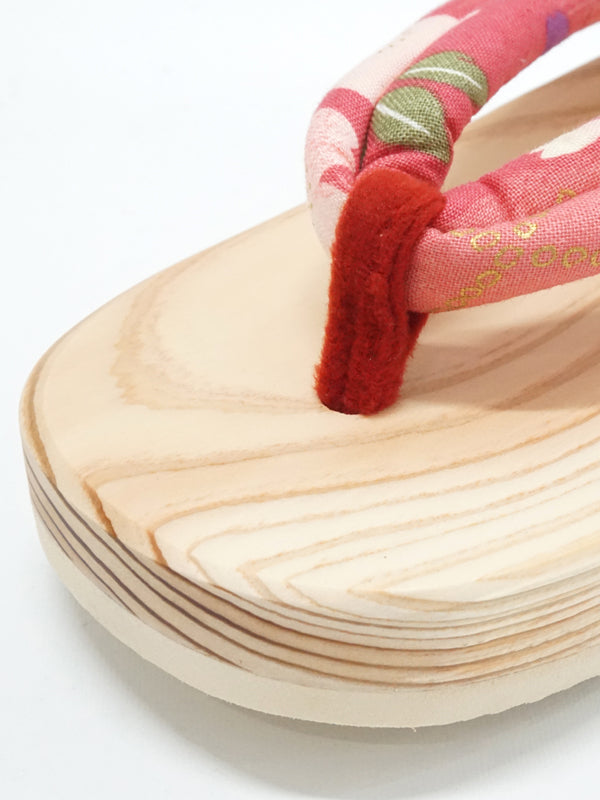 Деревянные сандалии для детей Девочки Детская обувь "HITA GETA" сделано в Японии. "Pink-A"