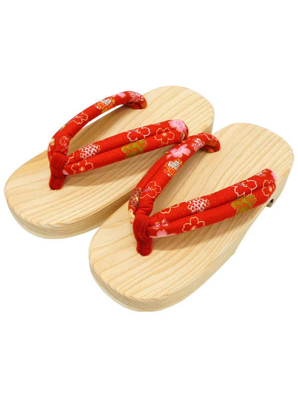 Sandales en bois pour enfants Filles Chaussures pour enfants "HITA GETA" fabriqué au Japon. "Rouge-A"
