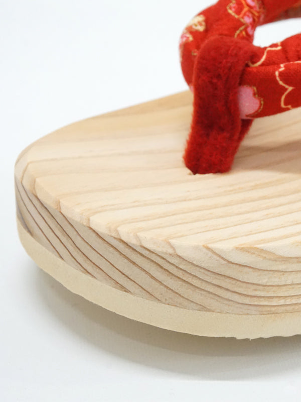 Sandali di legno per bambini, ragazze, bambini, scarpe "HITA GETA" made in Japan. "Red-A"