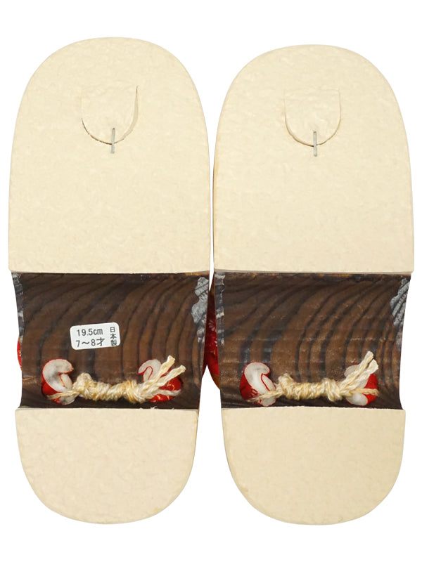 Sandali di legno per bambini, ragazze, bambini, scarpe "HITA GETA" made in Japan. "Red-A"