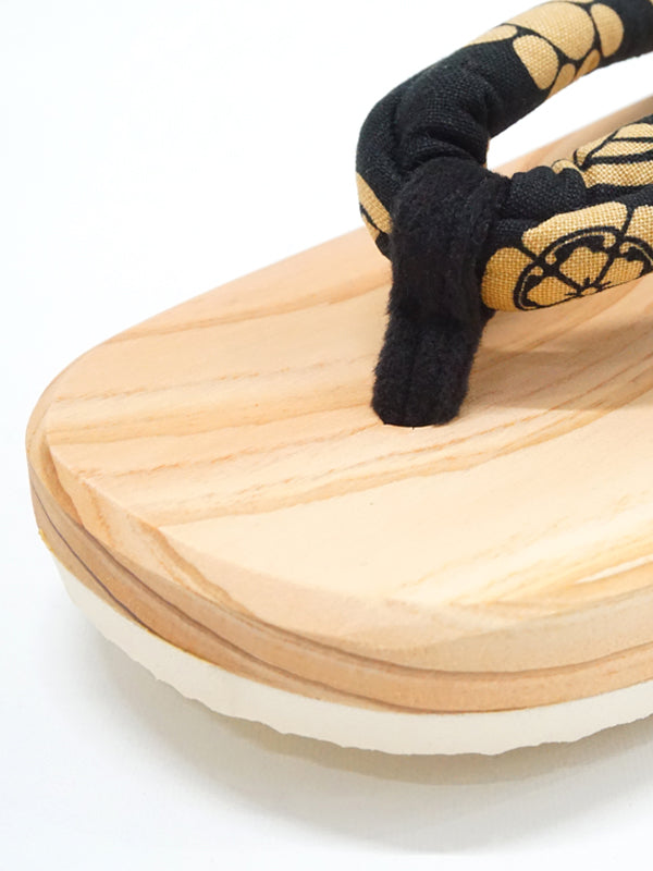 儿童木制凉鞋 儿童男孩鞋 "HITA GETA "日本制造。"黑色/家族纹章"