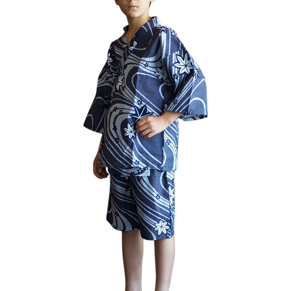 Jinbei for Children. made in Japan. Midori Yukata Navy Blue Streaming –  Midori Obi Arts