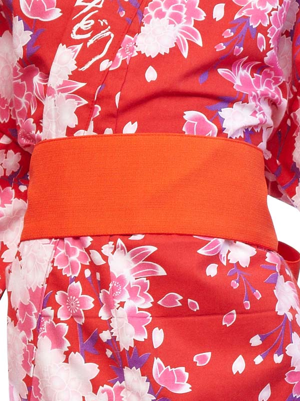 Yukata mit Schärpengürtel. für Kinder Kinder Mädchen. hergestellt in Japan Midori Yukata &quot;Red Cherry Blossoms / 赤桜&quot;