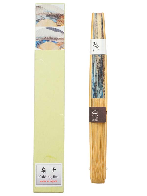 Ventilatore pieghevole. Design bifacciale realizzato a Kyoto, Giappone. Ventaglio a mano giapponese. "Tempio Kinkaku-ji, Kyoto / 金閣寺1392".