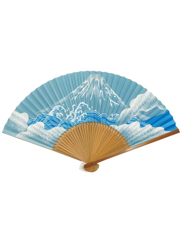 Folding Fan. made in Kyoto, Japan. Japanese Hand Fan. "Blue-Mt. Fuji / 青富士1307"