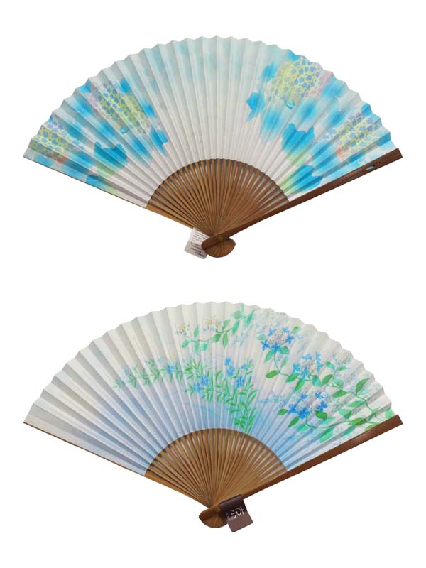 Ventilateur pliable. Design double face fabriqué à Kyoto, au Japon. Eventail à main japonais. "Hortensia / 紫陽花362"
