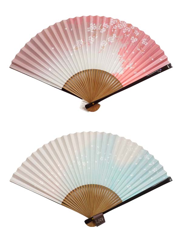 Ventilatore pieghevole. Design bifacciale realizzato a Kyoto, Giappone. Ventaglio a mano giapponese. "Fiore di ciliegio / 桜と月506"