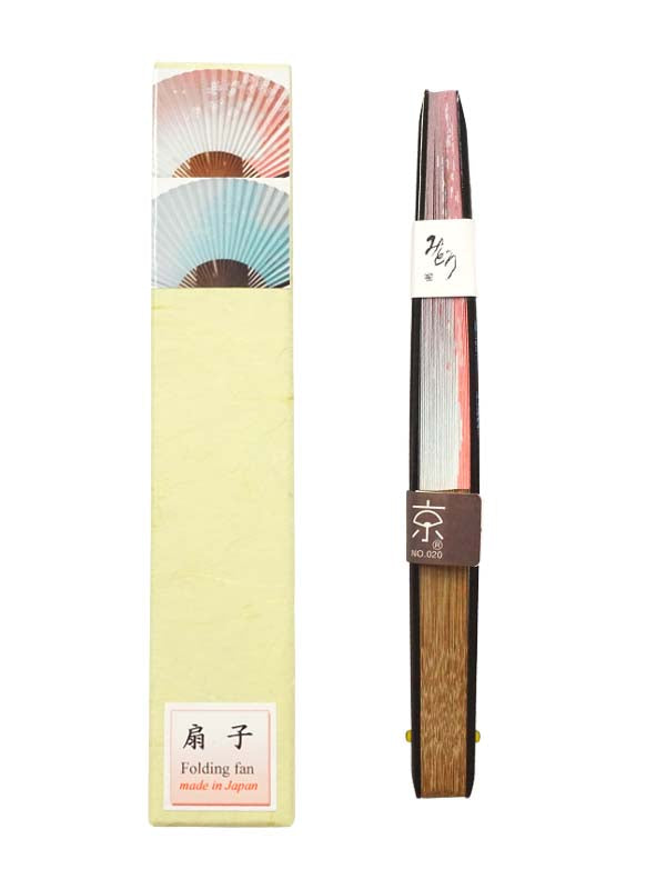 扇風機。京都府産の両面デザイン扇子。日本製手提げ扇子。"桜と月506"